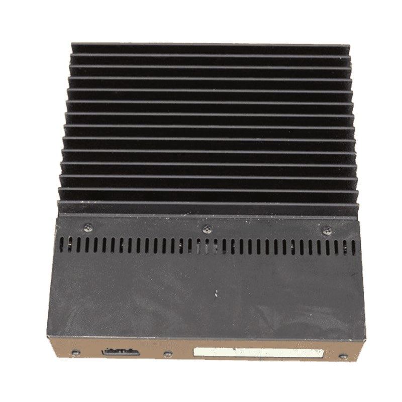 The black Alpine amplifier in the boot electronics compartment